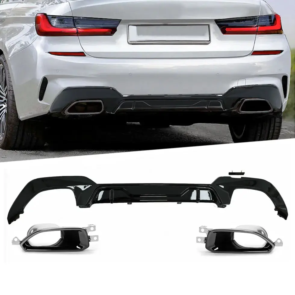 Bm G20 (19-On) Gloss Black Performance Style Upgrade Diffuser With Oval Exhaust Outlet 1