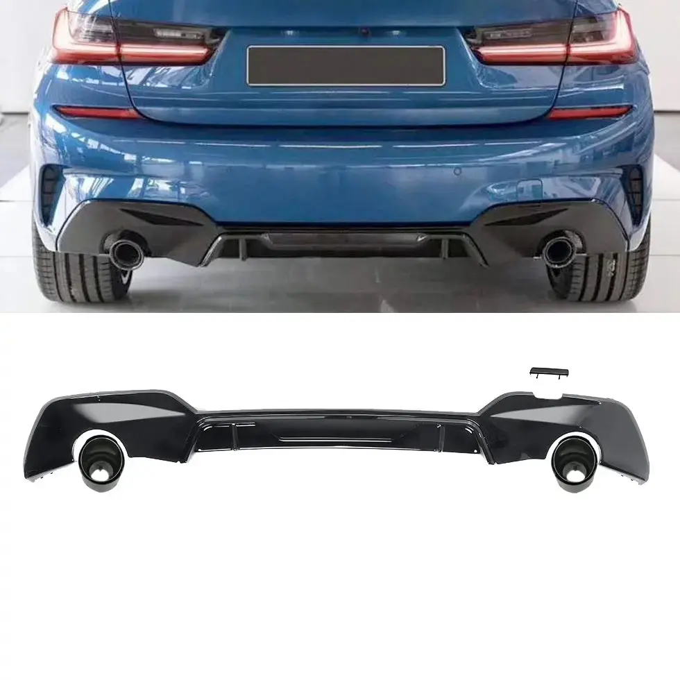 Bm G20 (19-On) Gloss Black Performance Style Upgrade Diffuser With Round Exhaust Outlet 1