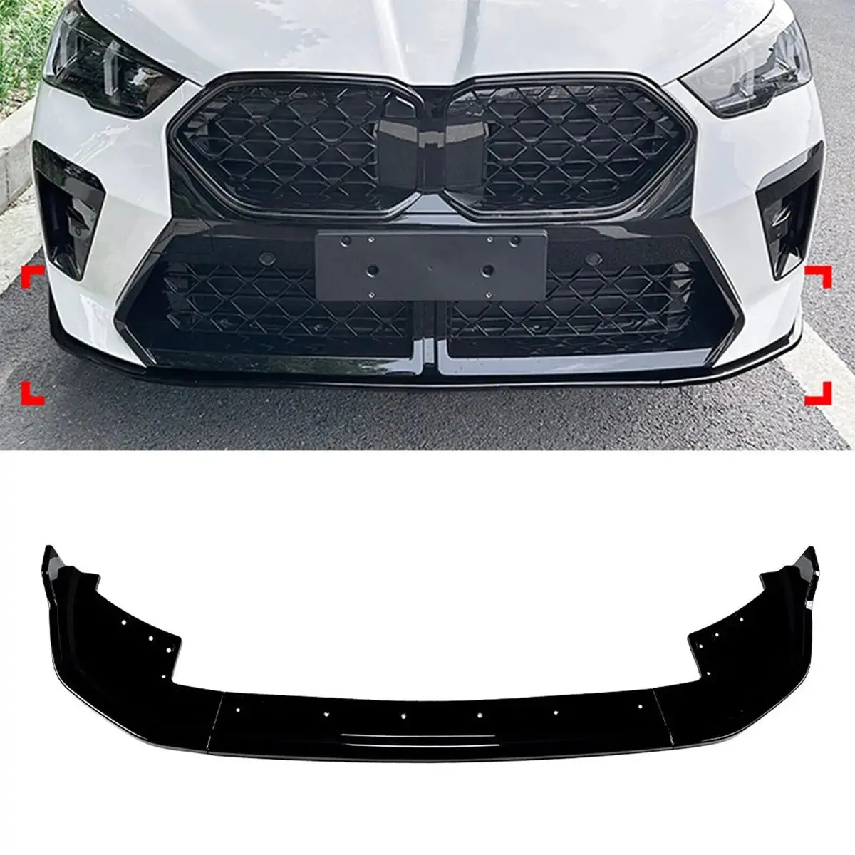 Bm X2 U10 M-Sport (23-On) Gloss Black 3-Piece Plastic Front Spoiler 1
