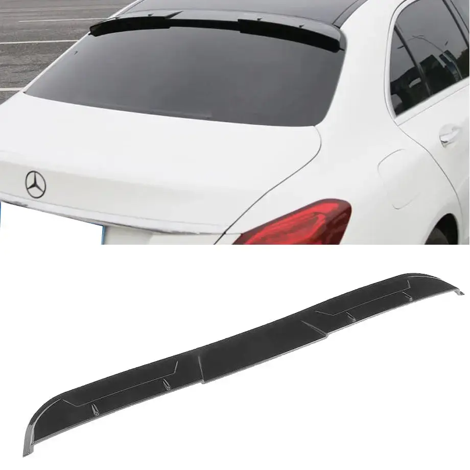 Merc W205 C-Class Gloss Black V-Style Roof Spoiler (15-20) 1