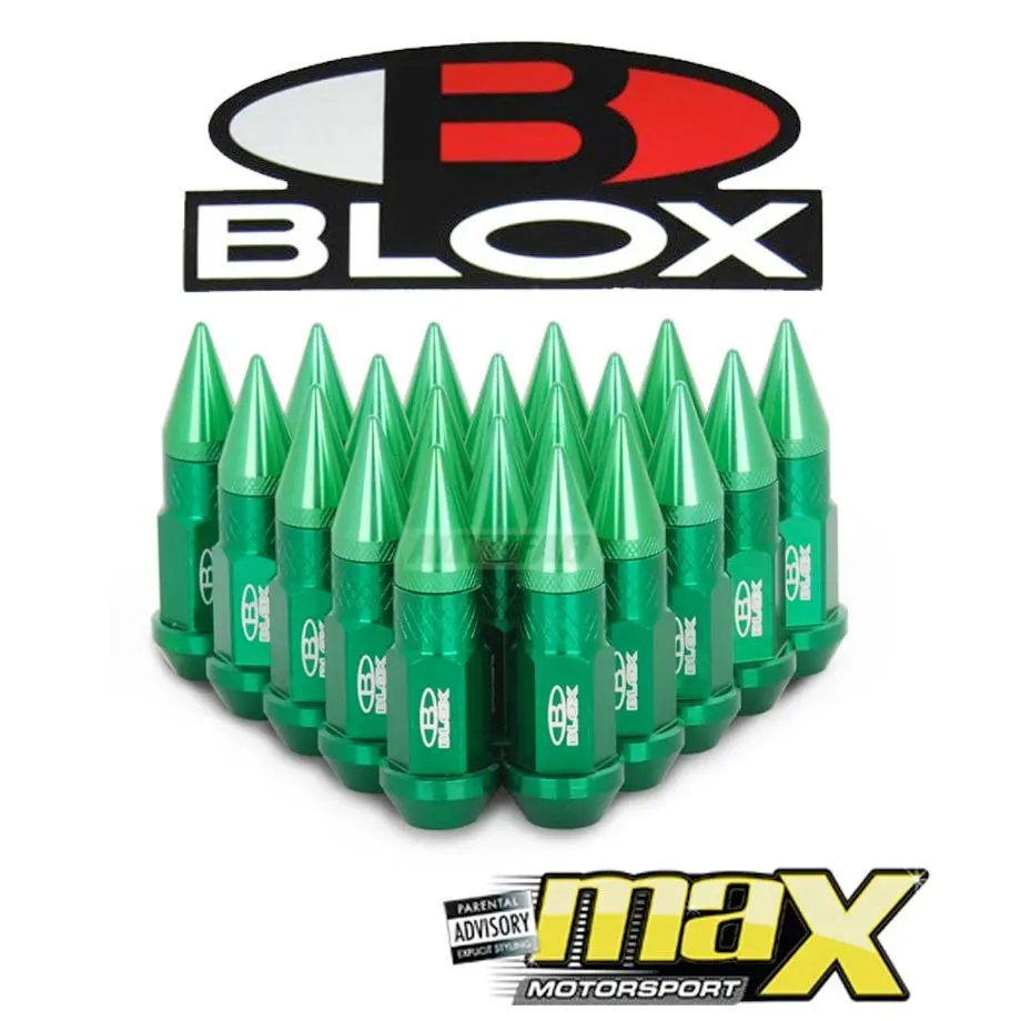 Blox Aluminium Extended Wheel Tuning Nuts With Spikes (Green) 1