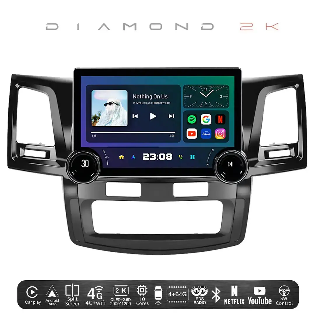 Diamond 2K - 11.5 Inch Dual Knob Android Multimedia Entertainment Unit - Toyota Fortuner (05-14) A/C 1