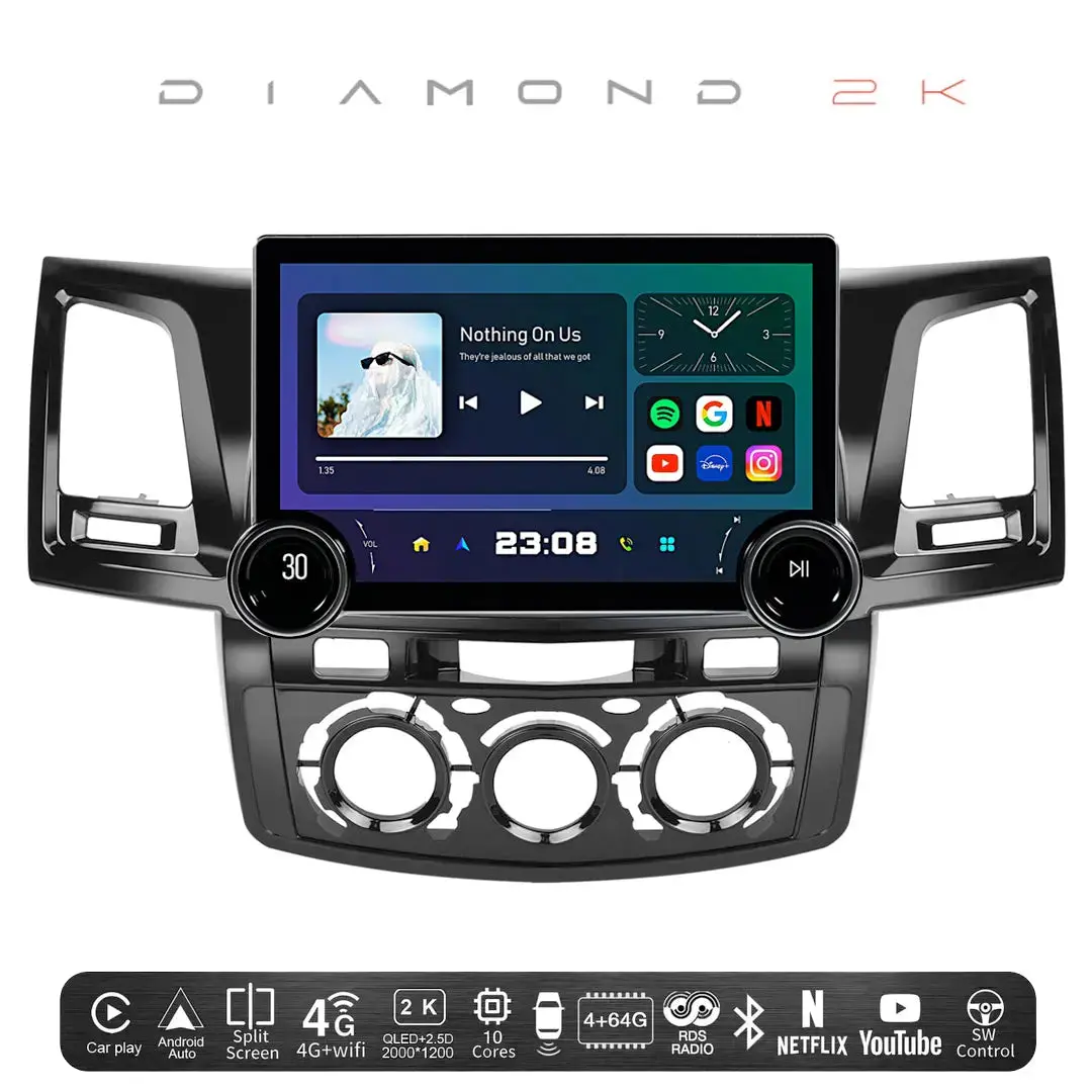 Diamond 2K - 11.5 Inch Dual Knob Android Multimedia Entertainment Unit - Toyota Fortuner (05-14) M/C 1