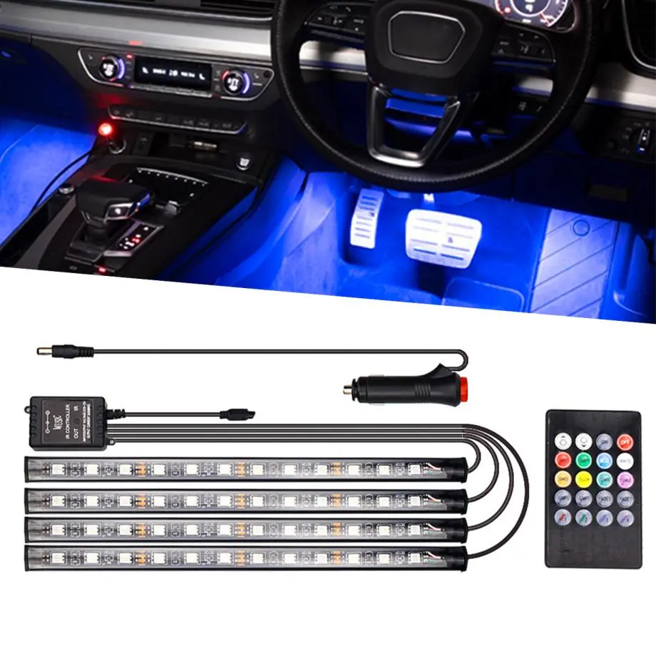 Universal Car Interior Rgb Led Ambient Lighting With Wireless Remote 1