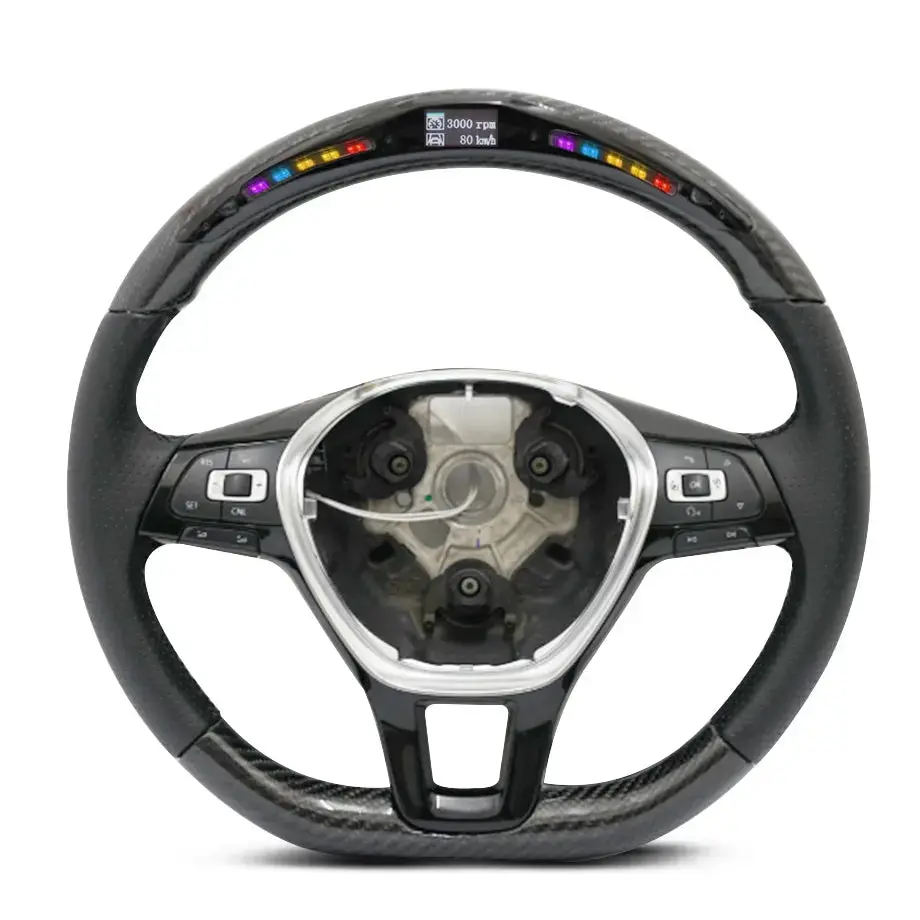 Carbon Fibre Steering Wheel With Led Shift Light Display - Suitable To Fit Vw Polo 6C / 8Aw Tsi 1