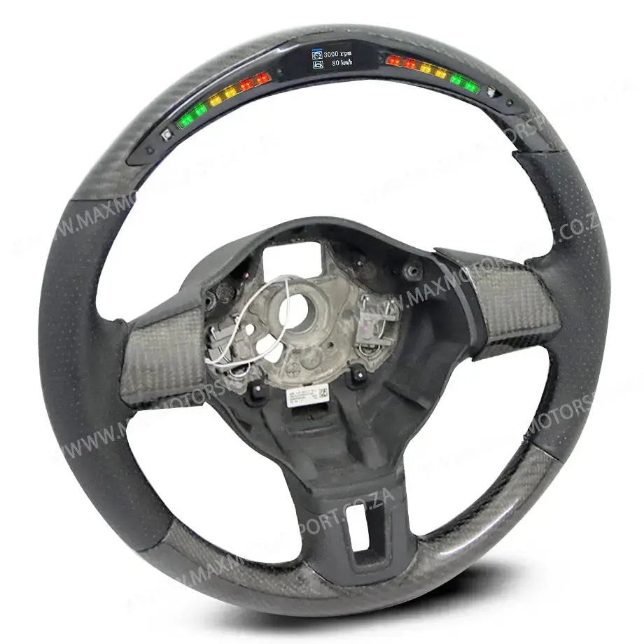 Carbon Fibre Steering Wheel With Led Shift Light Display - Suitable To Fit Vw Polo Vivo (10-18) 1