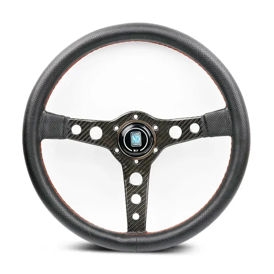 Genuine Carbon Fibre & Leather Racing Style Steering Wheel (350Mm) 1