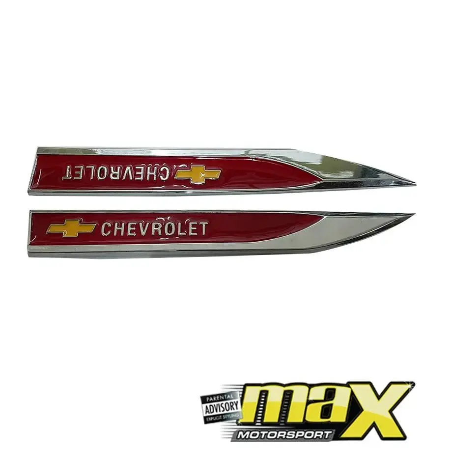 Side Fender Badges - Chevrolet (Red & Chrome) 1