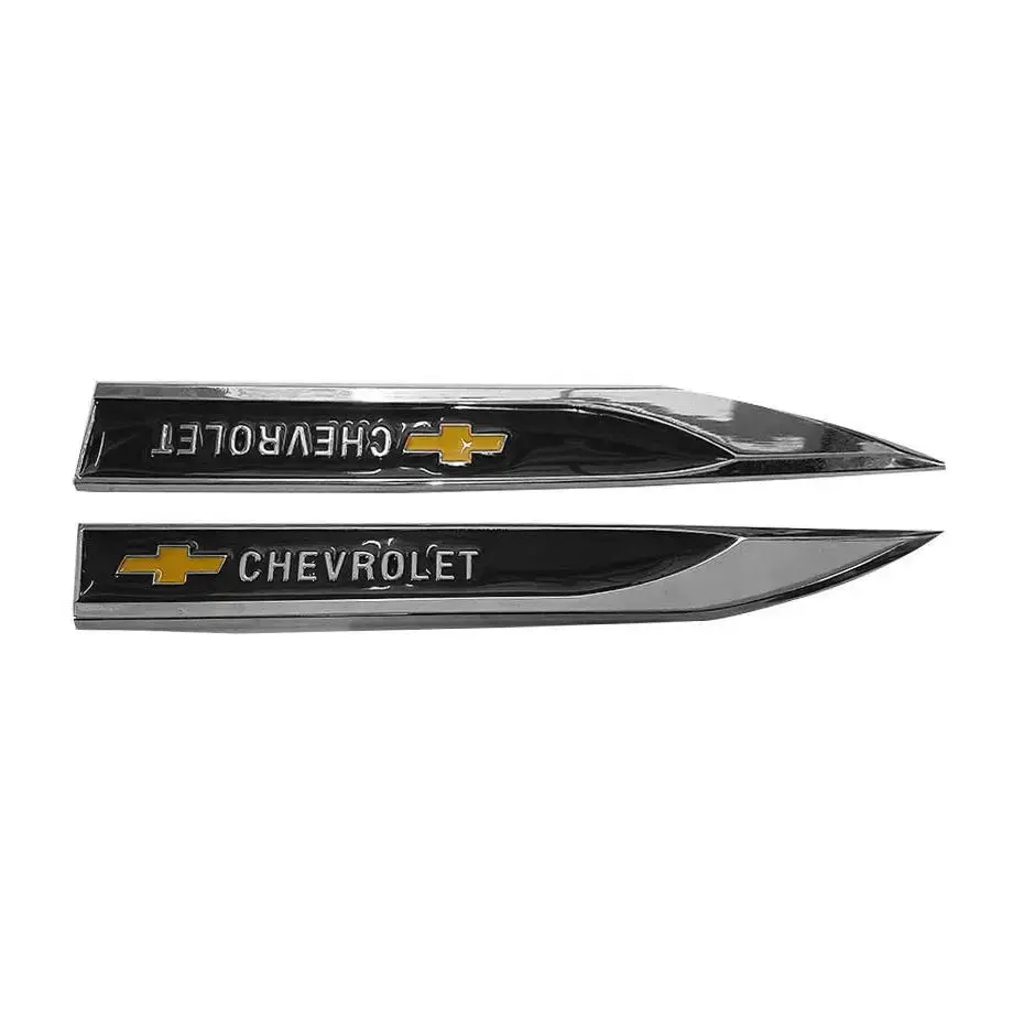 Chevrolet Side Fender Badges - (Black & Chrome) 1