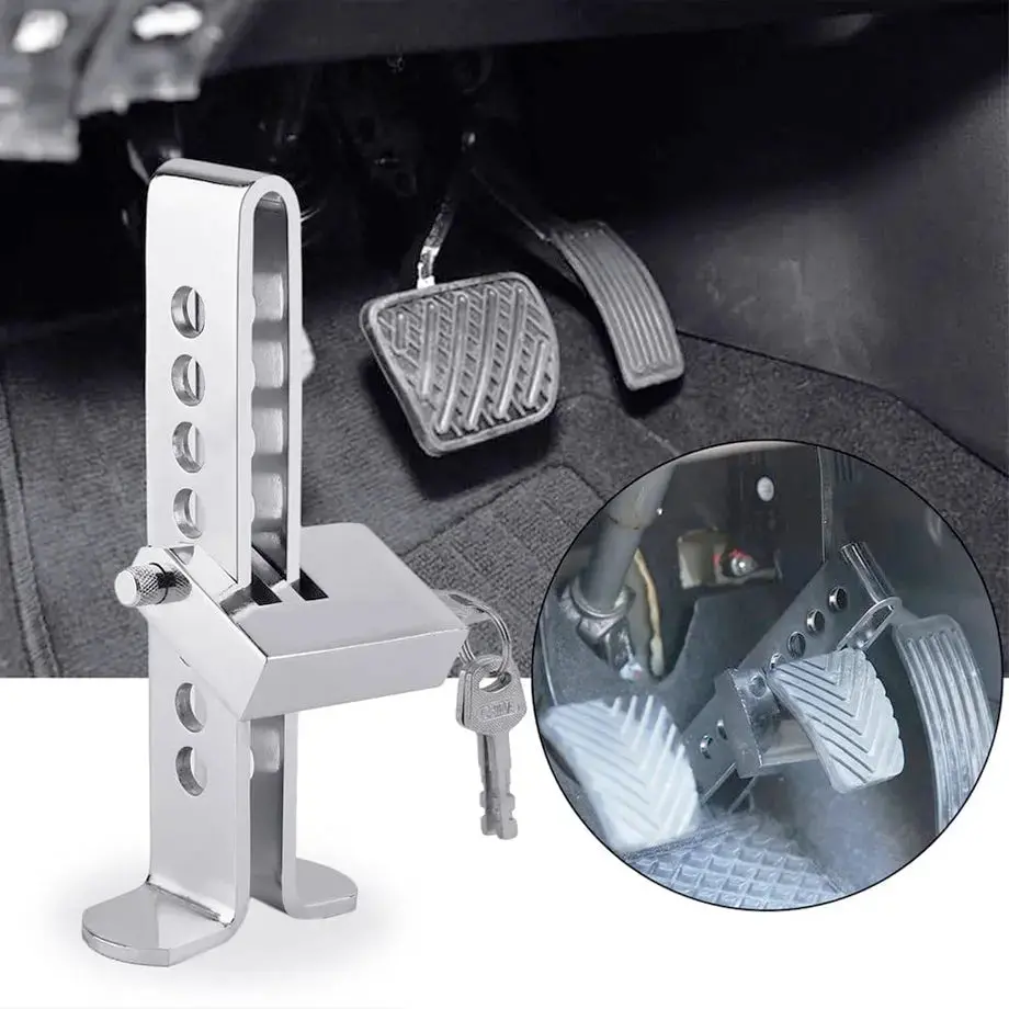 Universal Anti-Theft Stainless Steel Brake / Clutch Foot Pedal Lock Kit 1