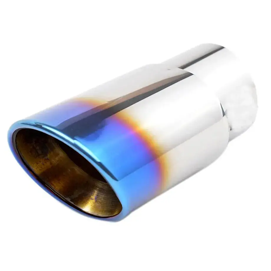 Cowley Burnt Blue Angle Cut Single Exhaust Tailpipe (90Mm Outlet) 1
