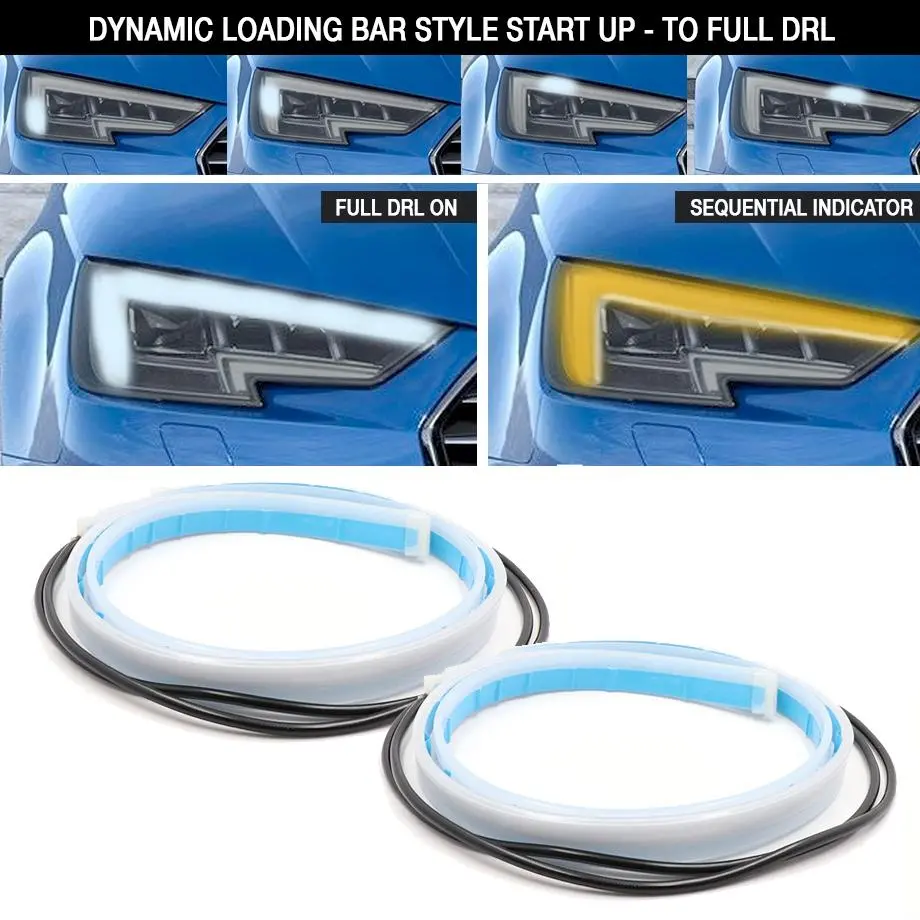 Drl Led Flexi Headlight Strip With Dynamic Start Up Function & Sequential Indicator (60Cm) 1