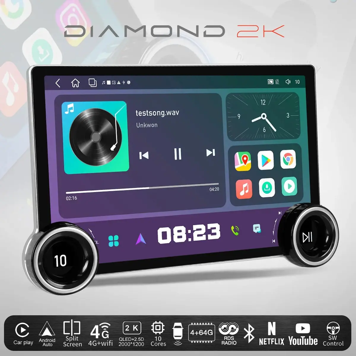 Diamond 2K - 11.5 Inch Dual Knob Android Multimedia Entertainment Unit 1