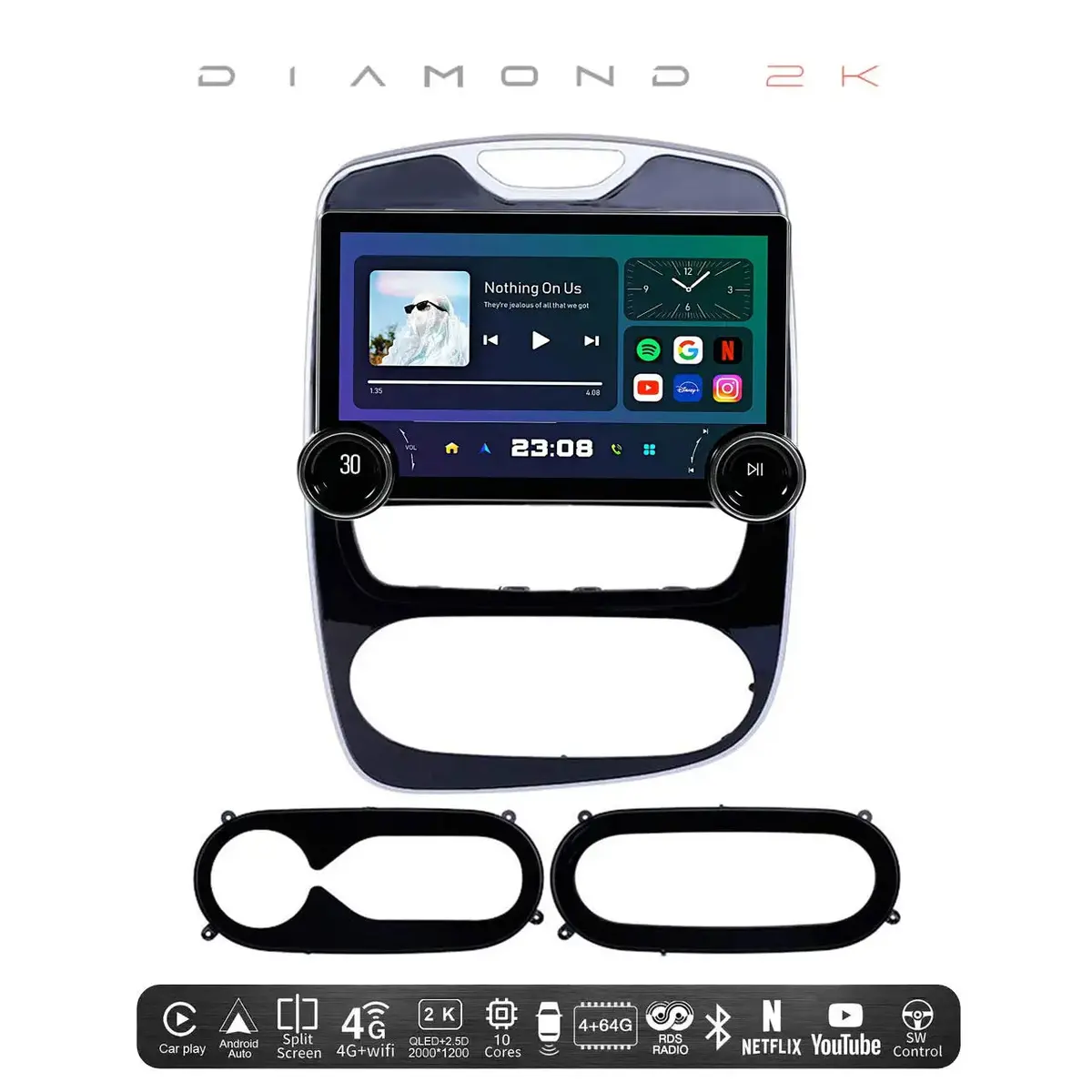 Diamond 2K - 11.5 Inch Dual Knob Android Multimedia Entertainment Unit -  Renault Clio (17-20) 1