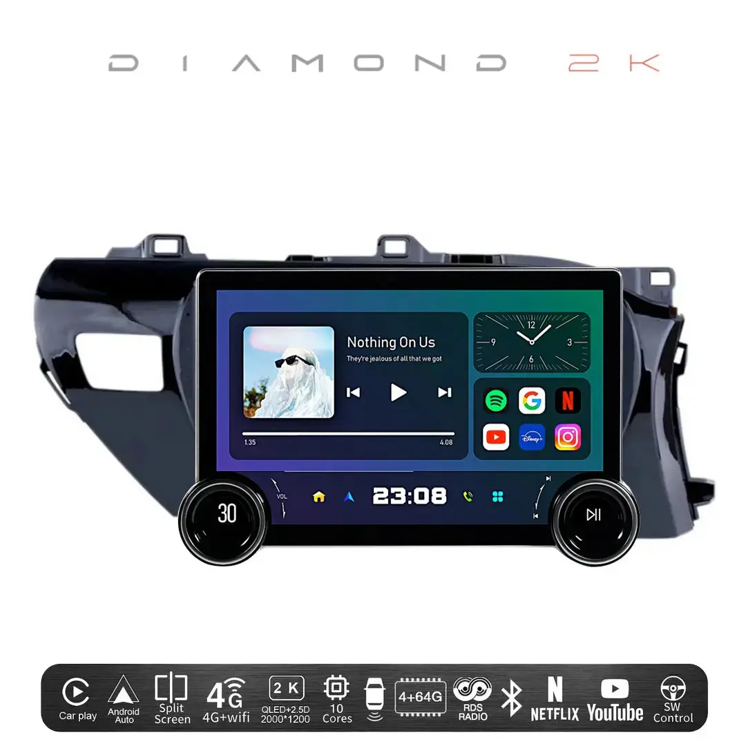 Diamond 2K - 11.5 Inch Dual Knob Android Multimedia Entertainment Unit - Toyota Hilux (15-On) 1
