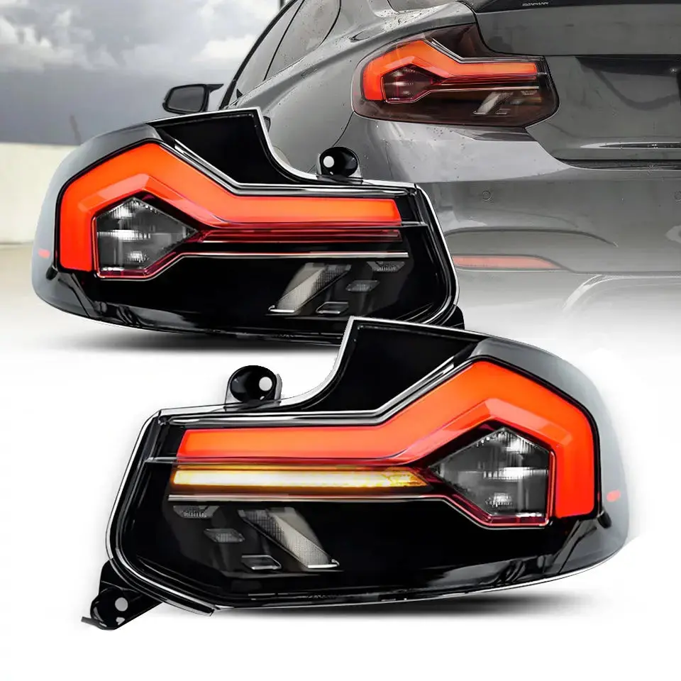 Bm F22 / F23 2-Series Gts Style Sequential Smoked Black Taillights 1