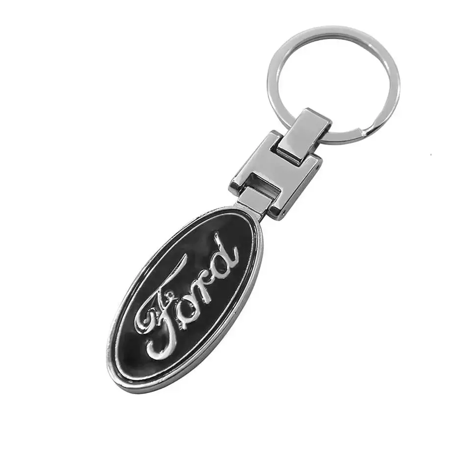 Ford Branded Chrome Key Ring (Black) 1