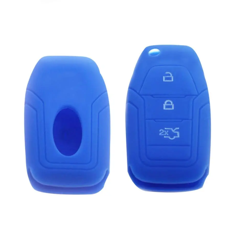Suitable To Fit - Ford Silicone 3-Button Key Cover - Blue 1