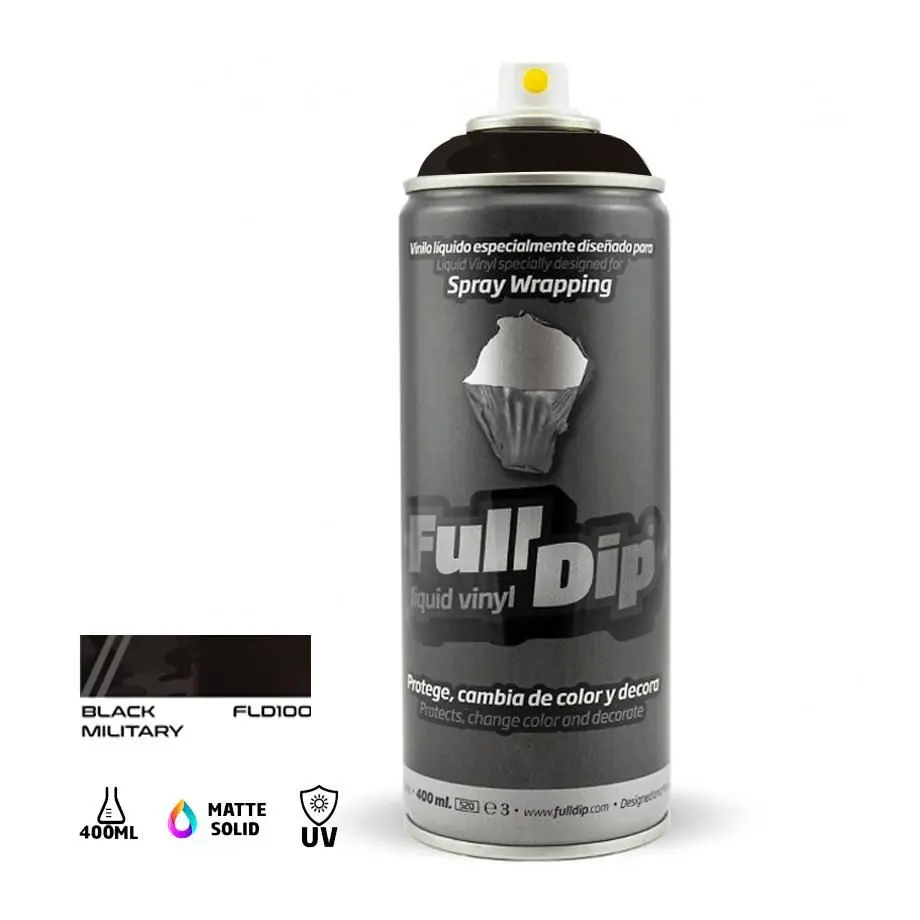 Full Dip Liquid Vinyl Spray Paint 400Ml - Black Military 1