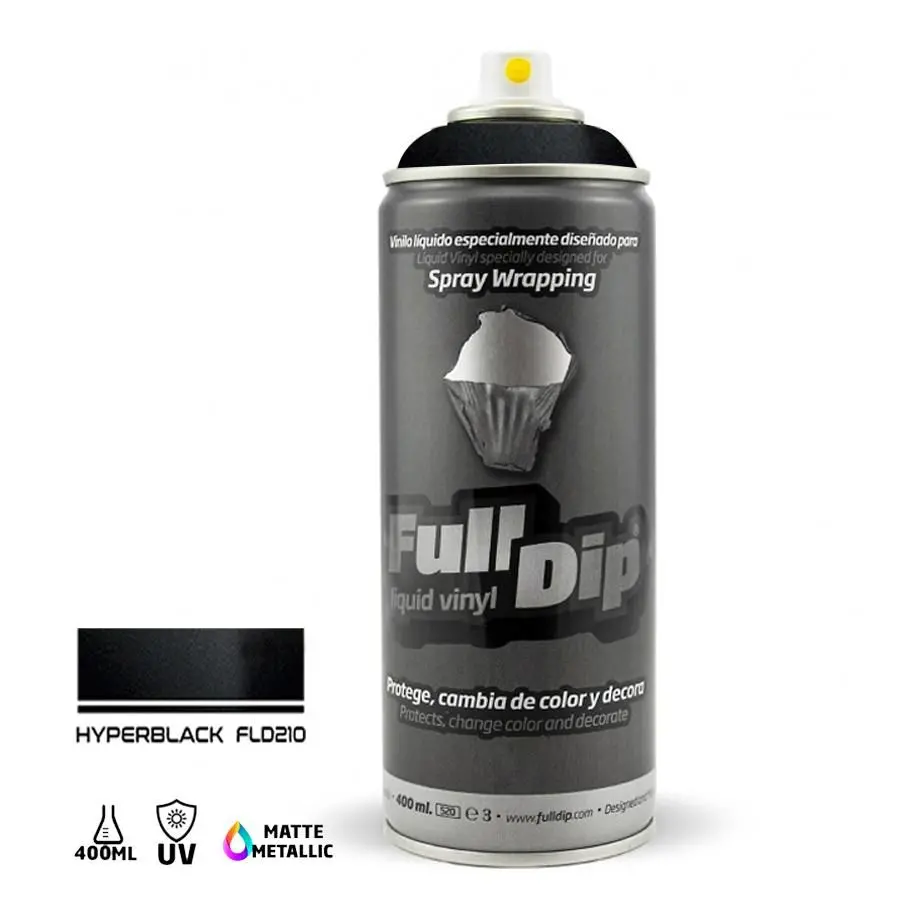 Full Dip Liquid Vinyl Spray Paint 400Ml - Hyper Black Metallic 1