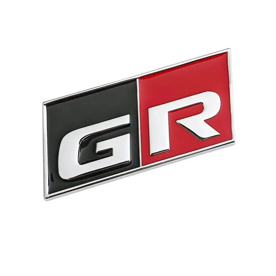 Gr Gazoo Racing Rectangle Badge - Silver & Red 1