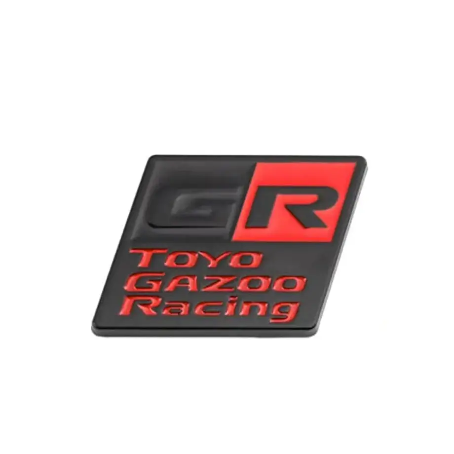 Gr Gazoo Racing Square Type Metal Badge - Black & Red 1