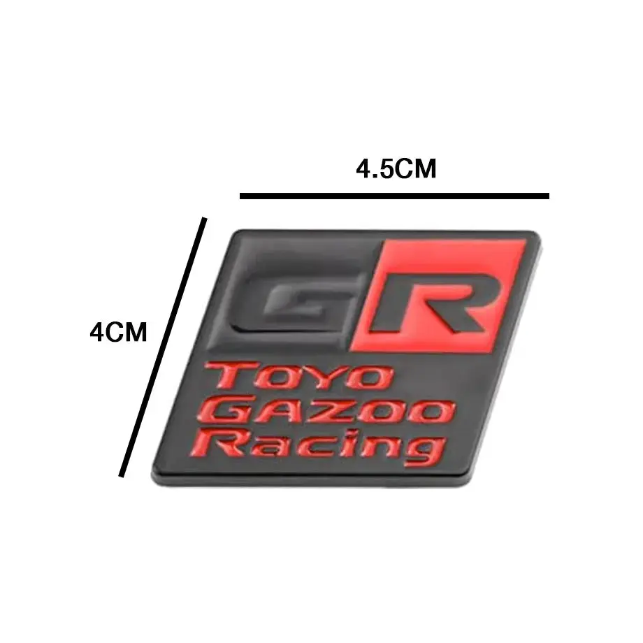 Gr Gazoo Racing Square Type Metal Badge - Black & Red 2