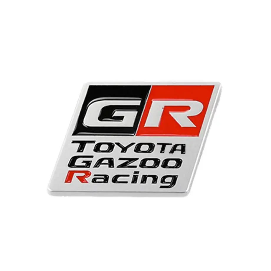 Gr Gazoo Racing Square Type Metal Badge - Silver 1