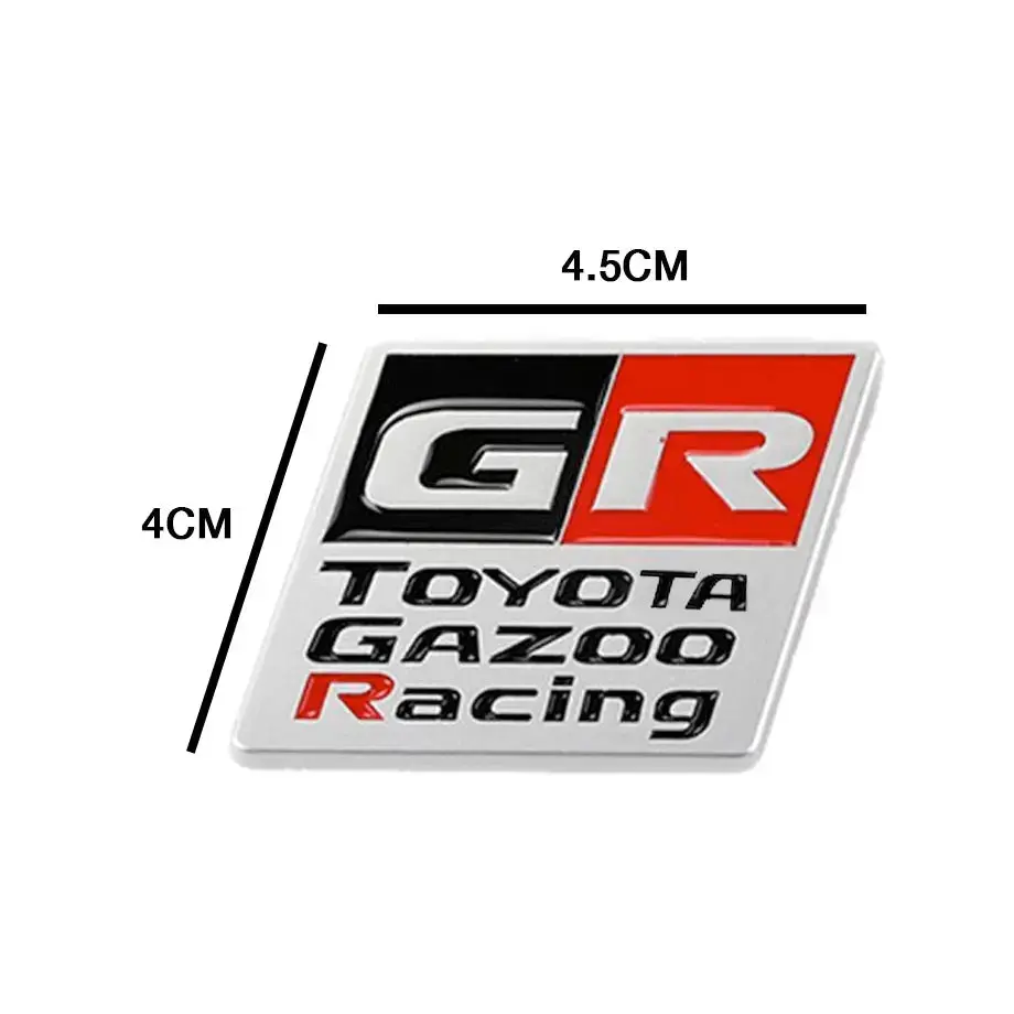 Gr Gazoo Racing Square Type Metal Badge - Silver 2