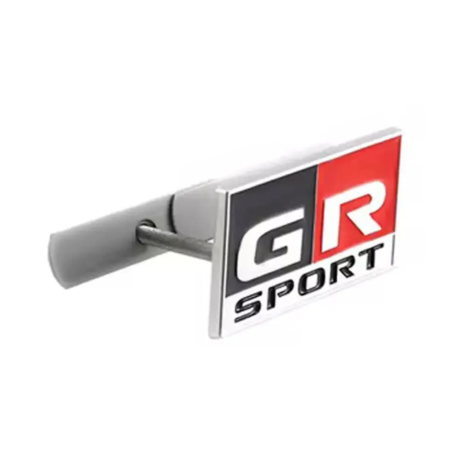 Gazoo Gr Sport Square Grille Badge - Silver & Red 1
