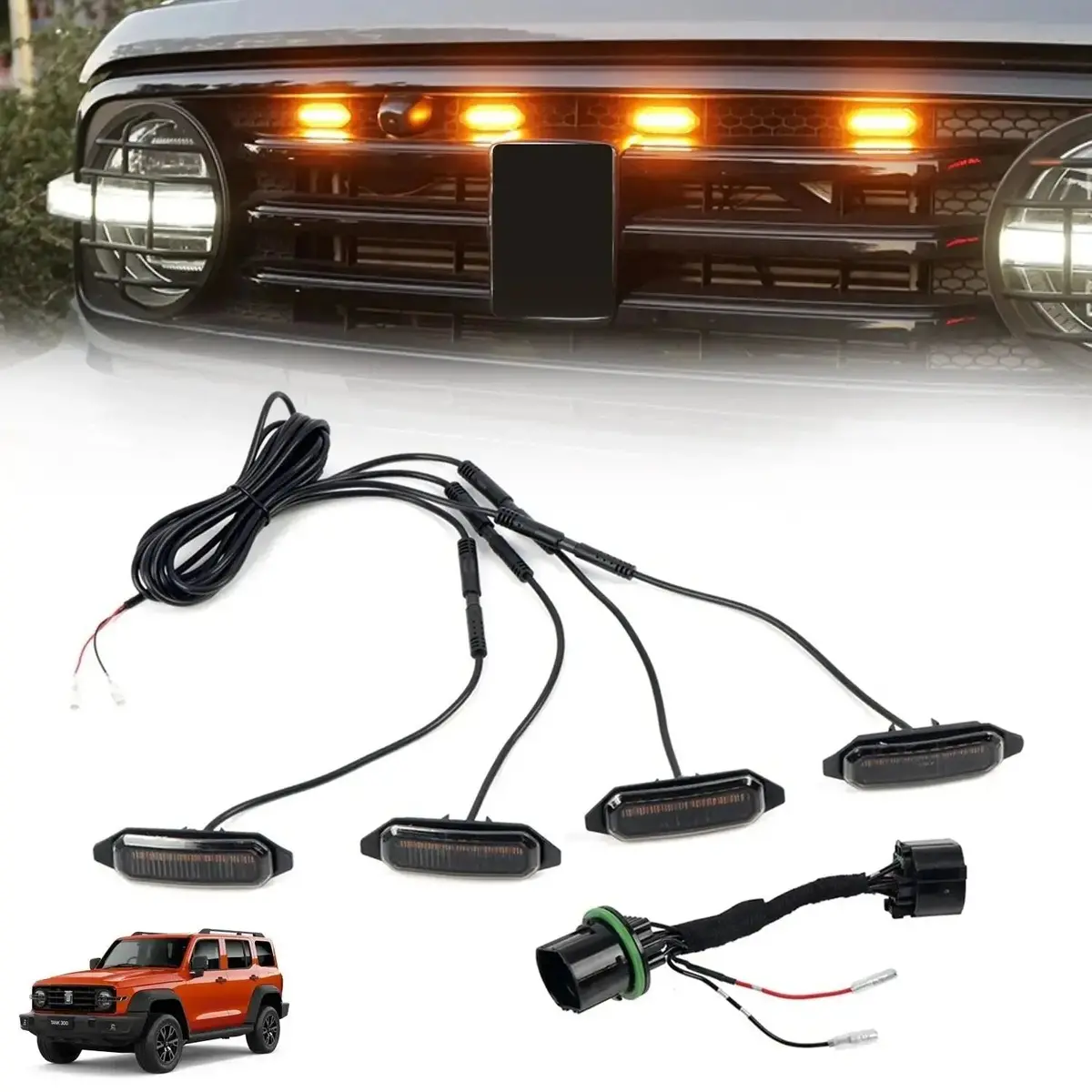 Gwm Tank 300 (24-On) 4 Pod Led Grille Lights With Wiring 1