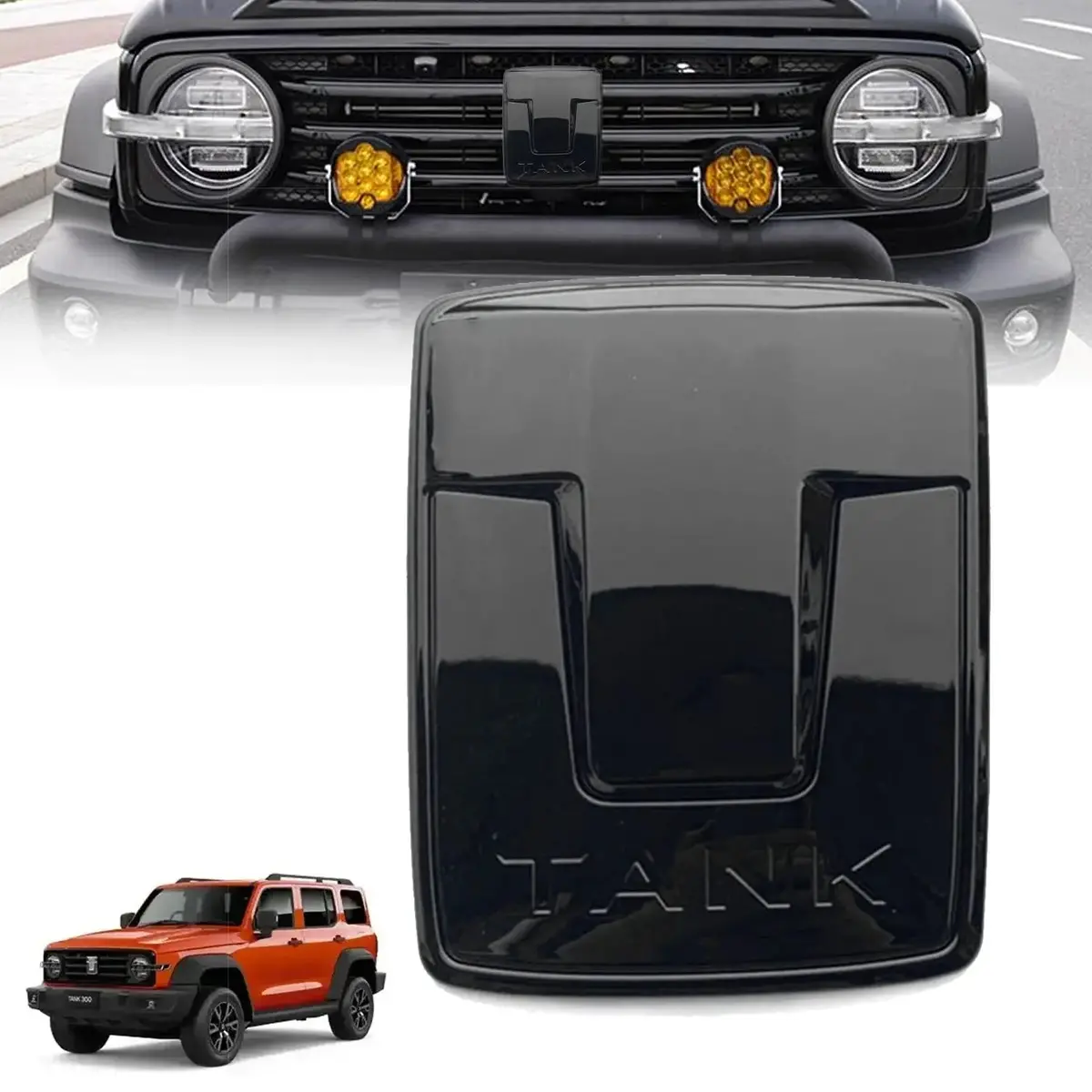 Gwm Tank 300 (24-On) Gloss Black Stick-On Emblem Cover 1