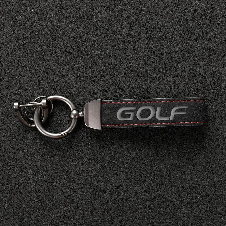 Golf Logo Suede Key Ring 1