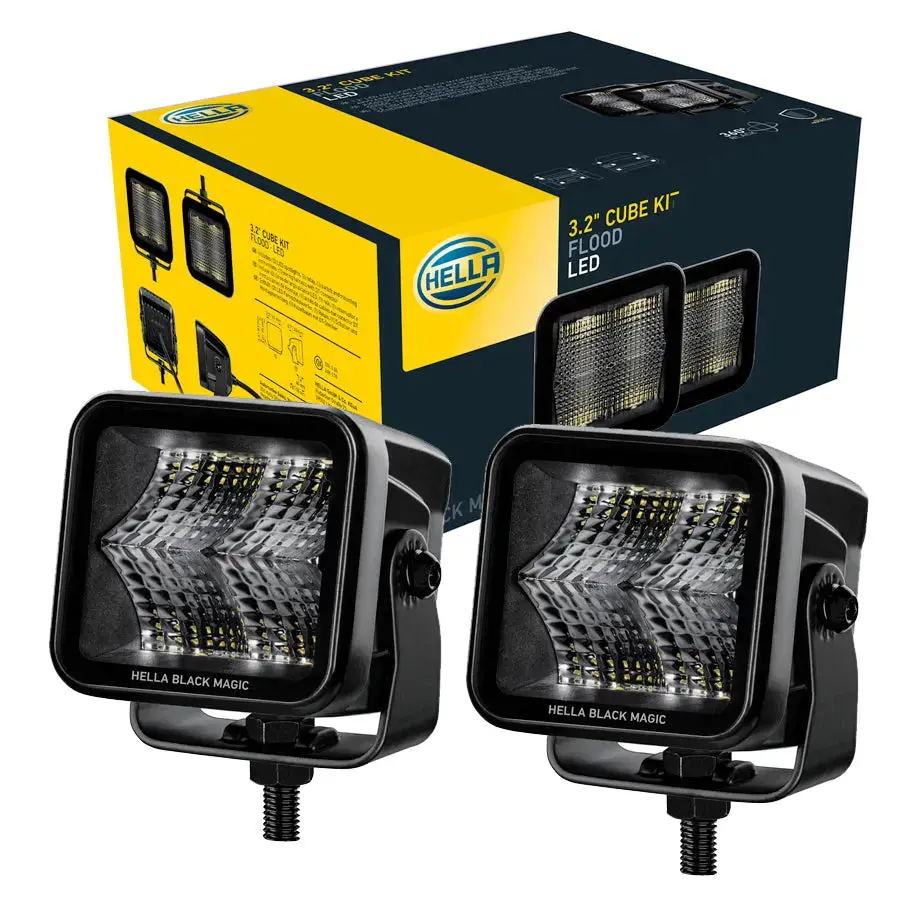 Hella Black Magic 3.2" Cube Led Flood Light Kit 1