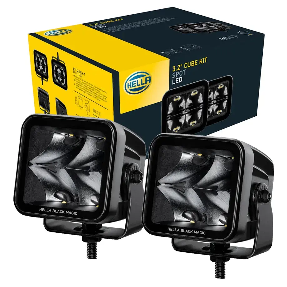 Hella Black Magic 3.2" Cube Led Spot Light Kit 1