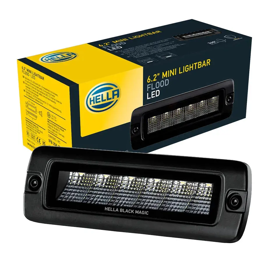 Hella Black Magic 6.2" Mini Flush Mount Led Lightbar (Flood) 1
