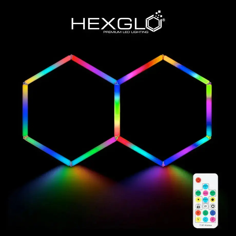 Hexglo 2 Piece Rgb Hexagon Modular Led Lighting Kit 1