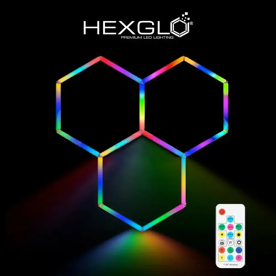 Hexglo 3 Piece Rgb Hexagon Modular Led Lighting Kit 1