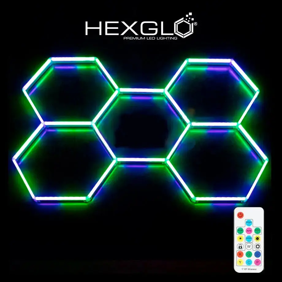 Hexglo 5 Piece Rgb Hexagon Modular Led Lighting Kit 1