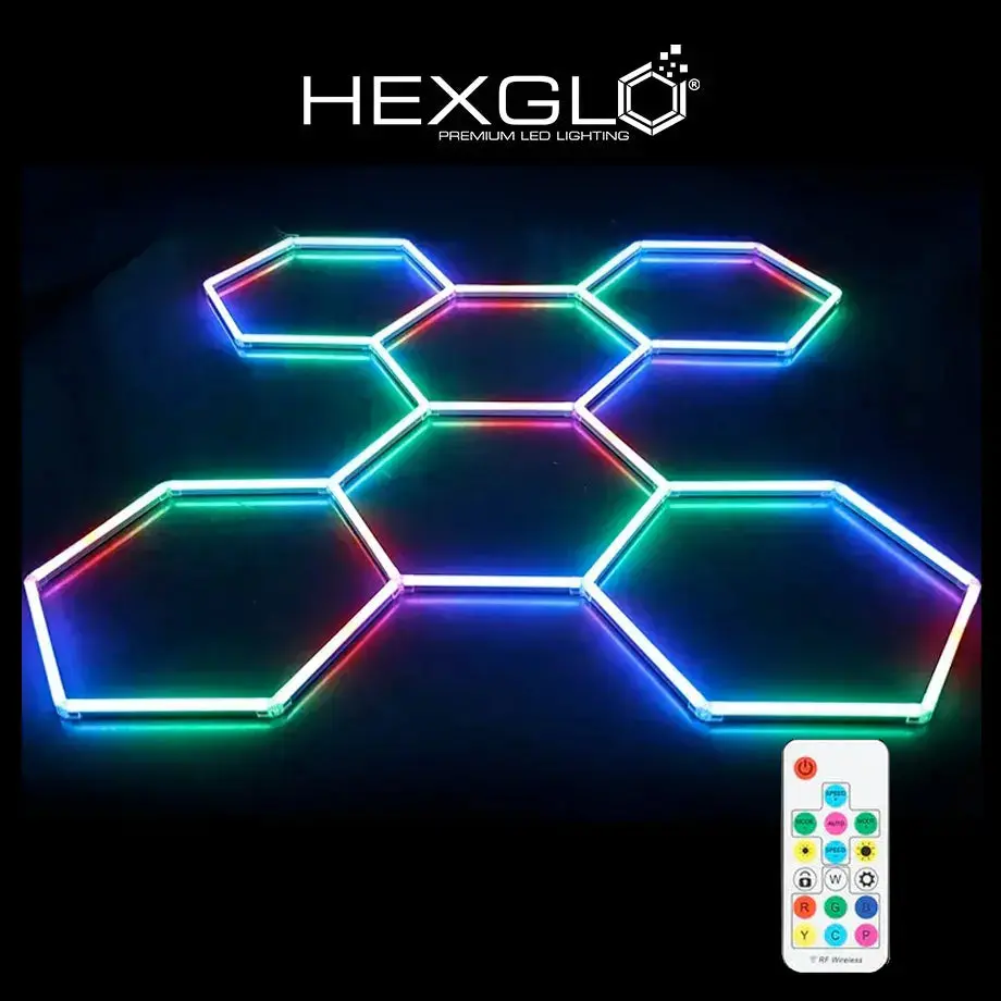 Hexglo 6 Piece Rgb Hexagon Modular Led Lighting Kit 1