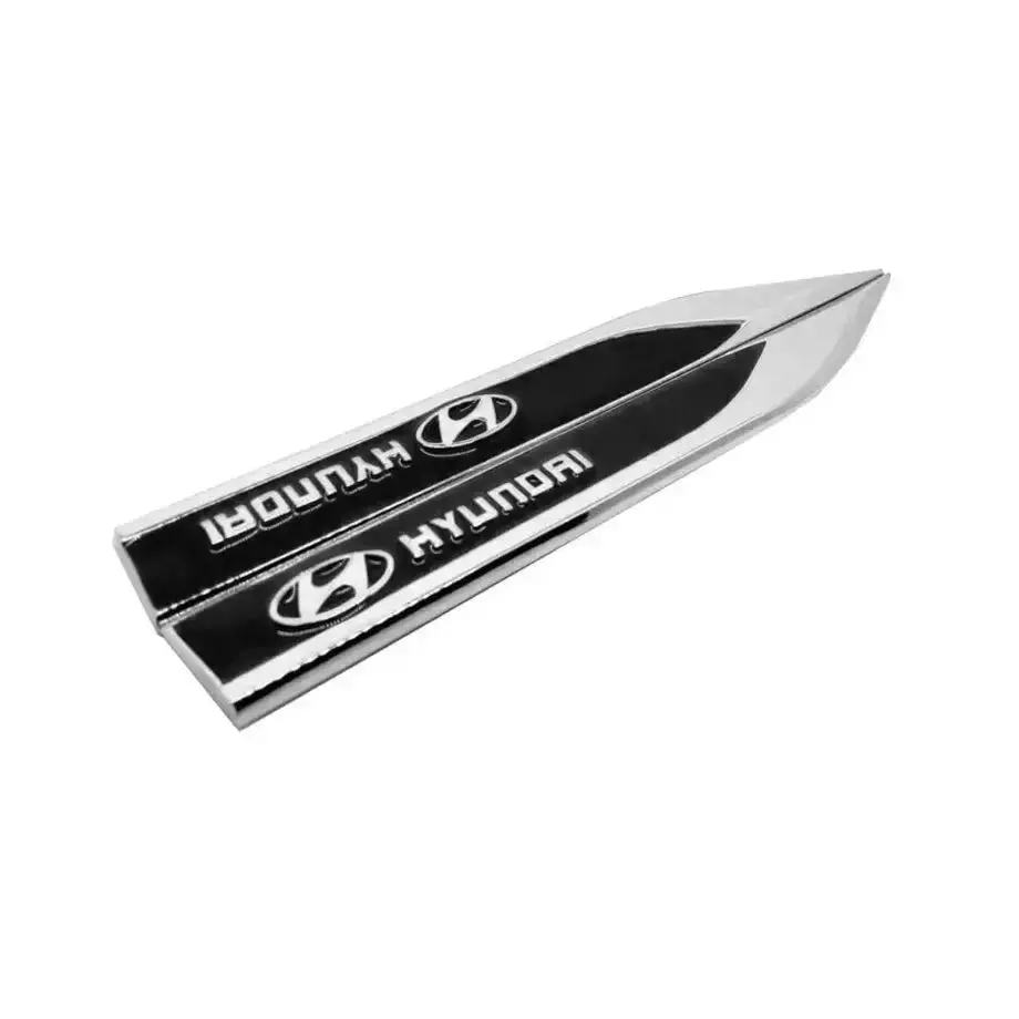 Hyundai Side Fender Badges - (Black & Chrome) 1
