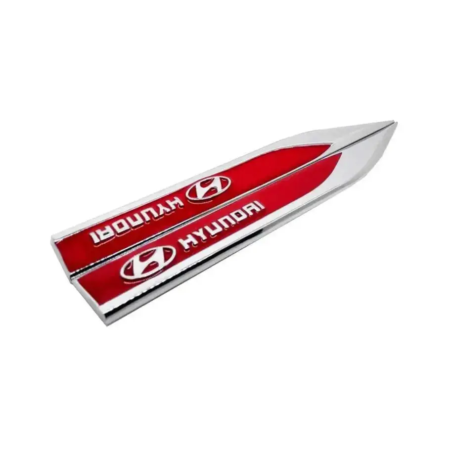 Hyundai Side Fender Badges - (Red & Chrome) 1
