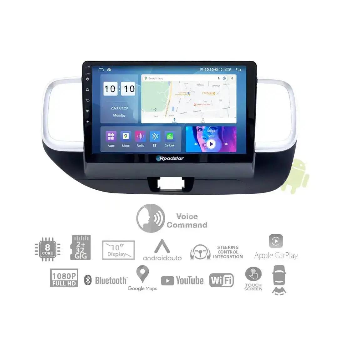 Hyundai Venue (19-On) - 10.1 Inch Roadstar Android Entertainment & Gps System With Voice Command 1