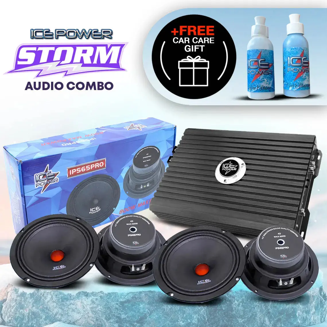 Ice Power Storm Audio Combo +Free Car Care Kit 1