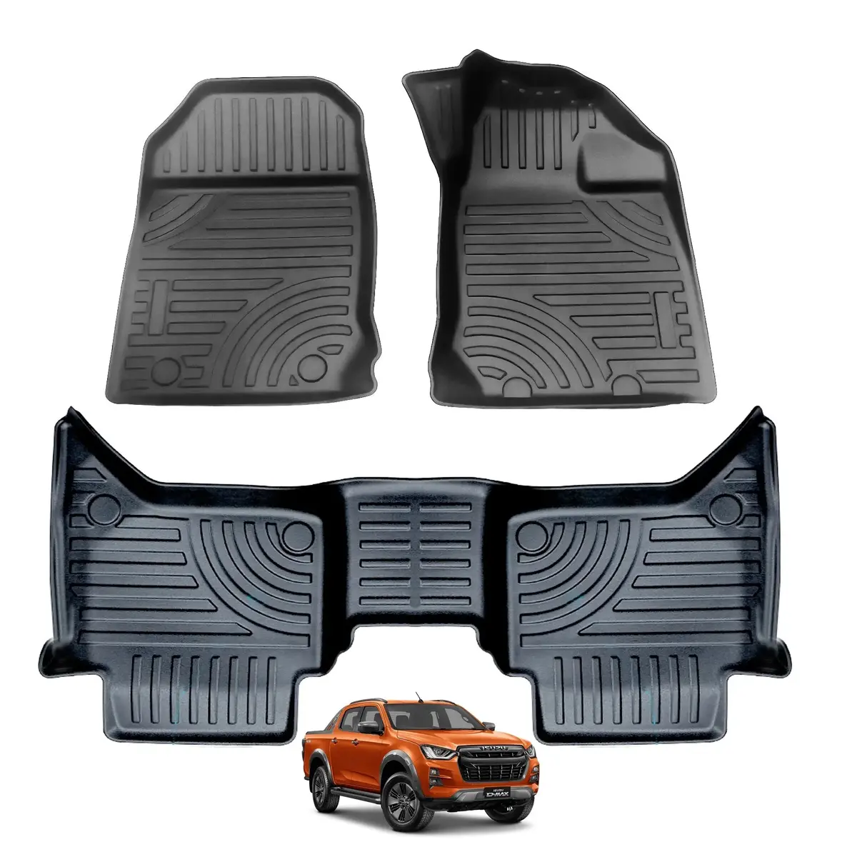 Isuzu D-Max (22-On) Double-Cab Moulded Tpe Rubber Floor Mats (3-Piece) 1