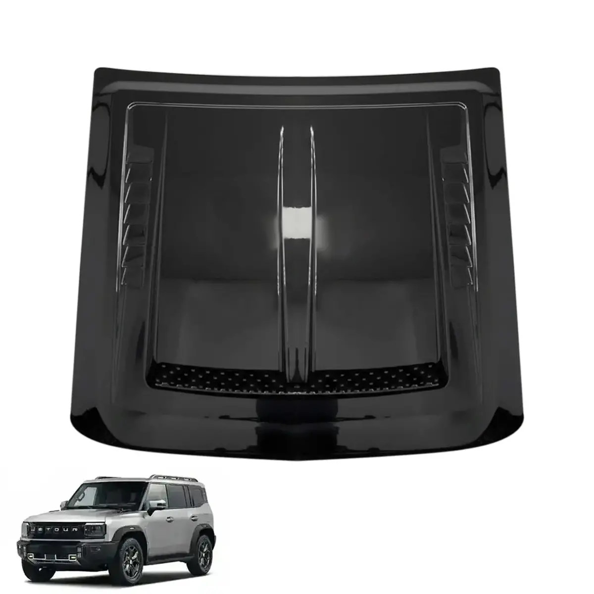 Jetour T2 (25-On) Brabus Style Gloss Black Plastic Bonnet Scoop 1