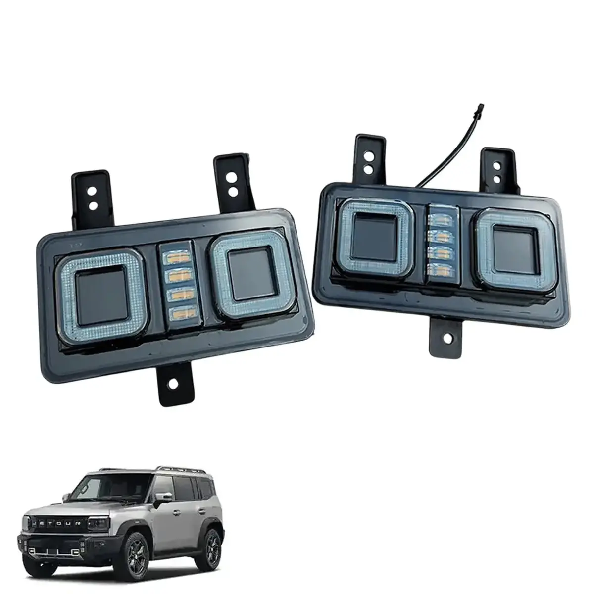 Jetour T2 (25-On) Defender Style Square Mount Front Bumper Lights 1