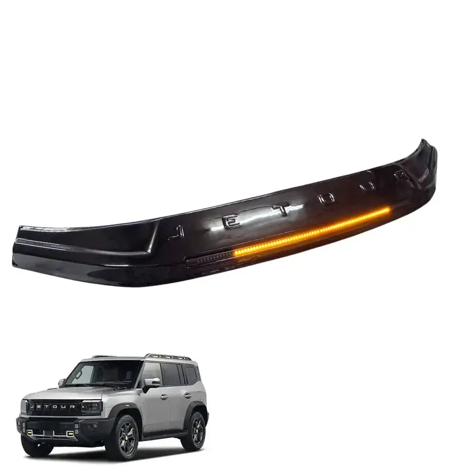 Jetour T2 (25-On) Gloss Black Led Stick-On Bonnet Guard With Logo 1