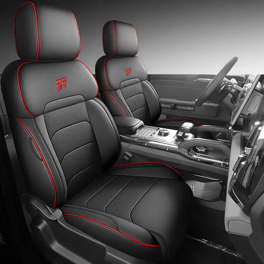 Jetour T2 (25-On) Premium Luxury Car Seat Covers - Front & Rear Full Set (Black & Red) 1