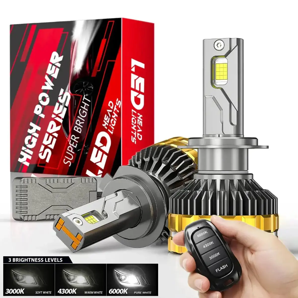 K300 Led Canbus Bulbs With Strobe Function & Wireless Remote - H8 1